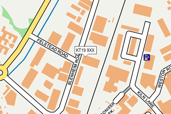 KT19 9XX map - OS OpenMap – Local (Ordnance Survey)