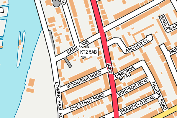 KT2 5AB map - OS OpenMap – Local (Ordnance Survey)
