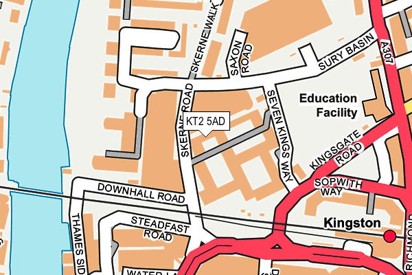KT2 5AD map - OS OpenMap – Local (Ordnance Survey)