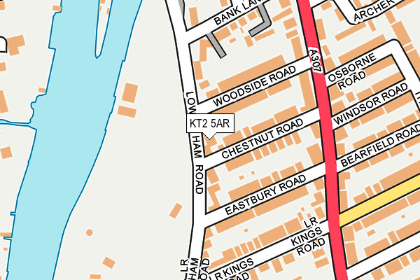 KT2 5AR map - OS OpenMap – Local (Ordnance Survey)