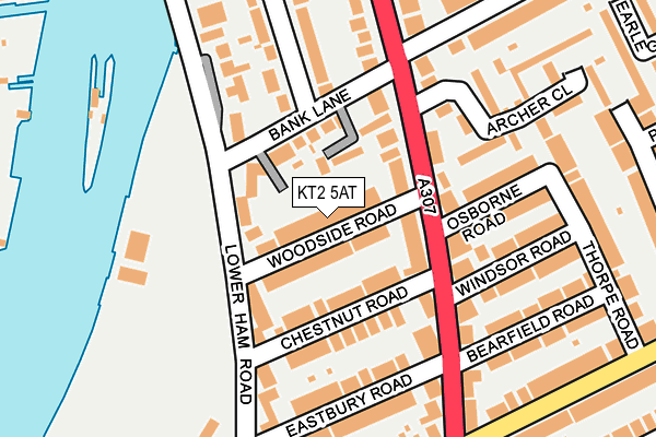 KT2 5AT map - OS OpenMap – Local (Ordnance Survey)