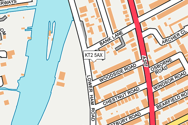 KT2 5AX map - OS OpenMap – Local (Ordnance Survey)