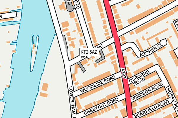 KT2 5AZ map - OS OpenMap – Local (Ordnance Survey)