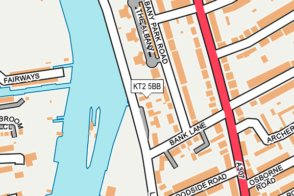 KT2 5BB map - OS OpenMap – Local (Ordnance Survey)