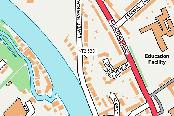 KT2 5BD map - OS OpenMap – Local (Ordnance Survey)