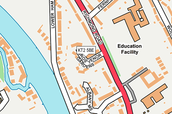 KT2 5BE map - OS OpenMap – Local (Ordnance Survey)