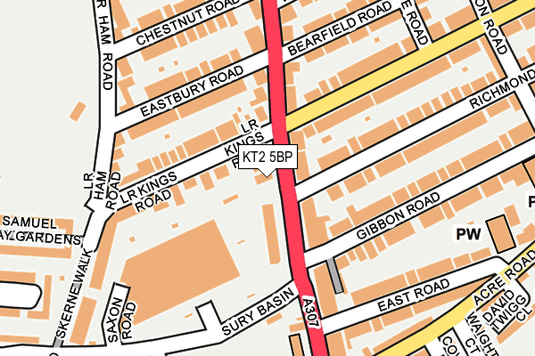 KT2 5BP map - OS OpenMap – Local (Ordnance Survey)