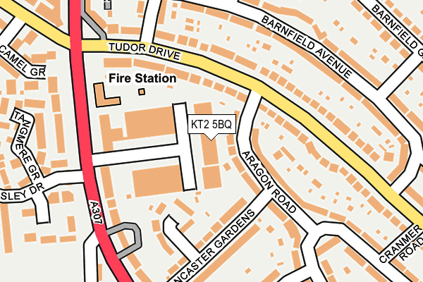 KT2 5BQ map - OS OpenMap – Local (Ordnance Survey)