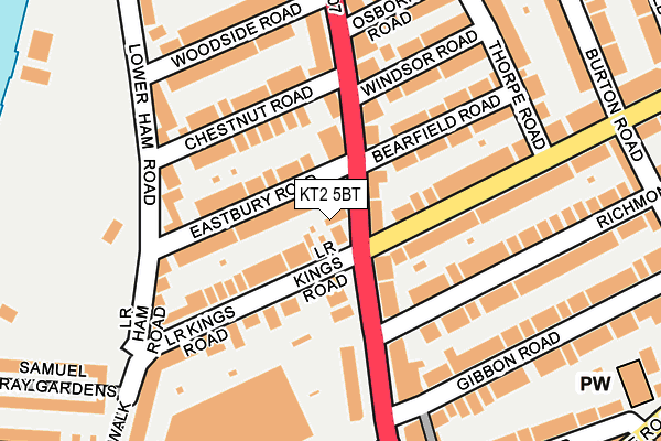 KT2 5BT map - OS OpenMap – Local (Ordnance Survey)
