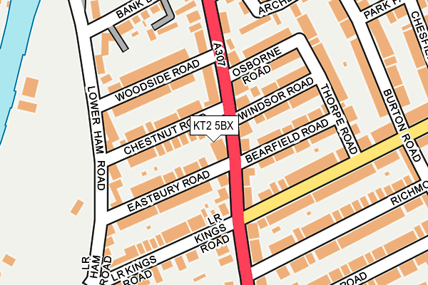 KT2 5BX map - OS OpenMap – Local (Ordnance Survey)