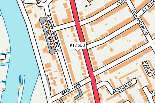 KT2 5DD map - OS OpenMap – Local (Ordnance Survey)