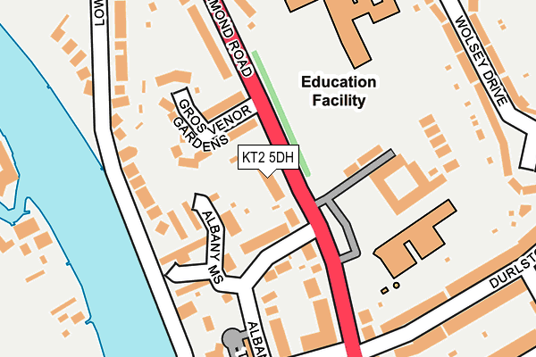 KT2 5DH map - OS OpenMap – Local (Ordnance Survey)