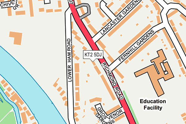 KT2 5DJ map - OS OpenMap – Local (Ordnance Survey)