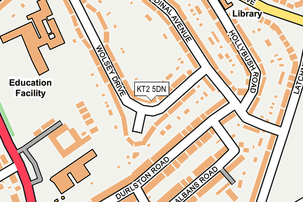 KT2 5DN map - OS OpenMap – Local (Ordnance Survey)