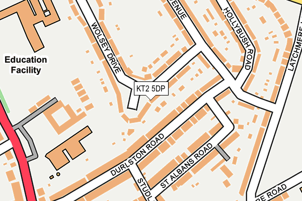 KT2 5DP map - OS OpenMap – Local (Ordnance Survey)