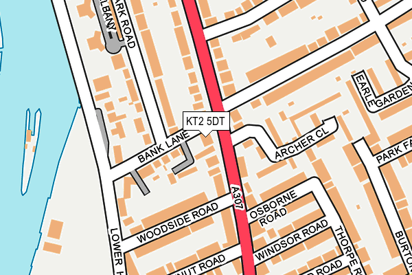 KT2 5DT map - OS OpenMap – Local (Ordnance Survey)