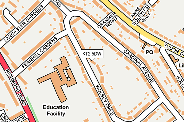 KT2 5DW map - OS OpenMap – Local (Ordnance Survey)