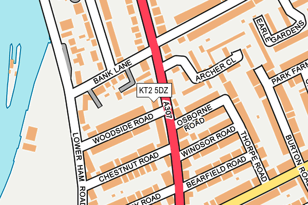 KT2 5DZ map - OS OpenMap – Local (Ordnance Survey)