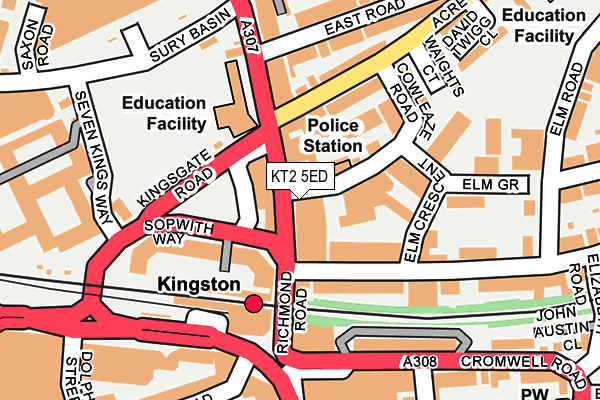 KT2 5ED map - OS OpenMap – Local (Ordnance Survey)