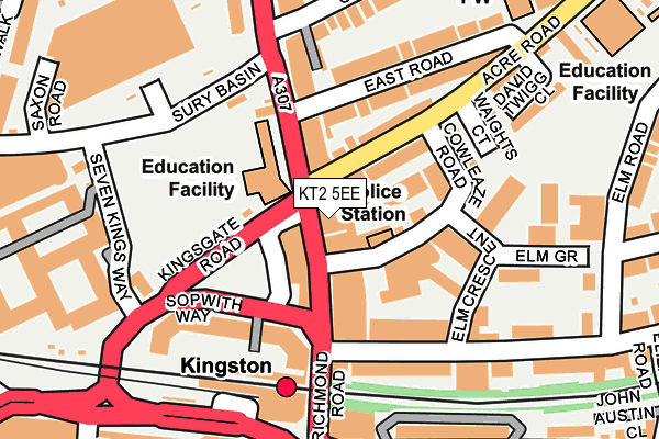 KT2 5EE map - OS OpenMap – Local (Ordnance Survey)