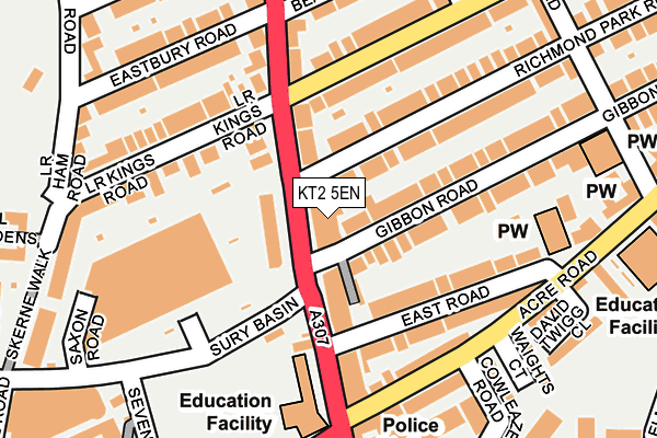 KT2 5EN map - OS OpenMap – Local (Ordnance Survey)