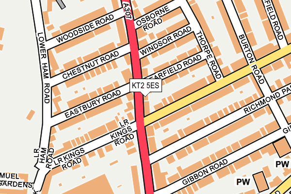 KT2 5ES map - OS OpenMap – Local (Ordnance Survey)