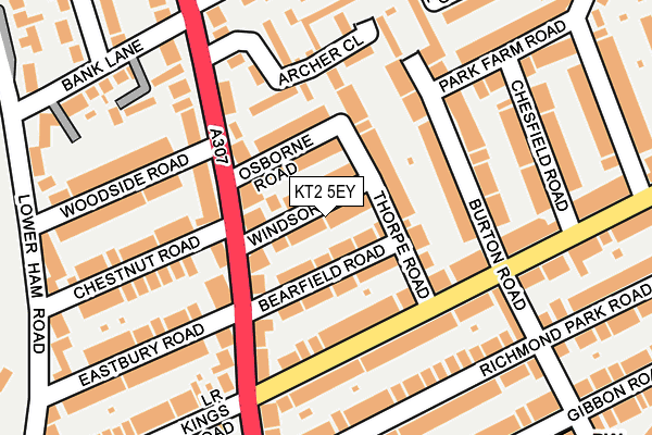 KT2 5EY map - OS OpenMap – Local (Ordnance Survey)