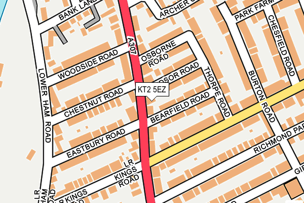 KT2 5EZ map - OS OpenMap – Local (Ordnance Survey)