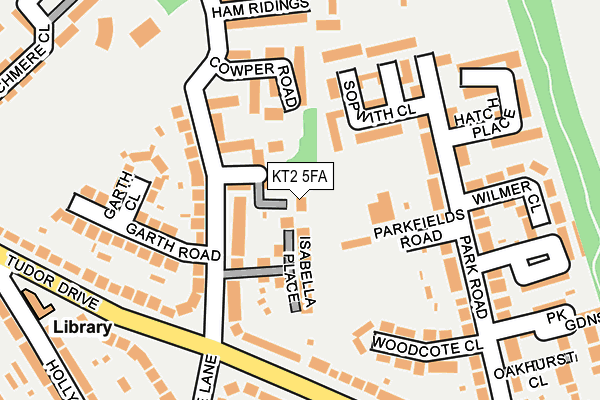 KT2 5FA map - OS OpenMap – Local (Ordnance Survey)