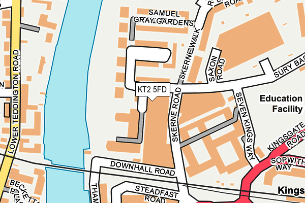 KT2 5FD map - OS OpenMap – Local (Ordnance Survey)