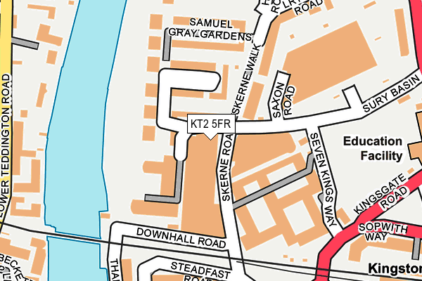 KT2 5FR map - OS OpenMap – Local (Ordnance Survey)