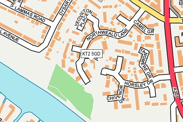 KT2 5GD map - OS OpenMap – Local (Ordnance Survey)
