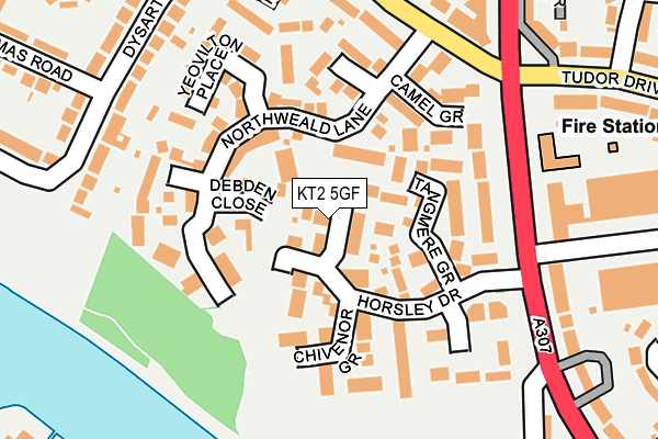 KT2 5GF map - OS OpenMap – Local (Ordnance Survey)