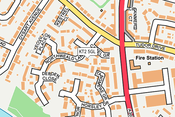 KT2 5GL map - OS OpenMap – Local (Ordnance Survey)