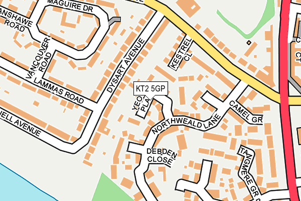 KT2 5GP map - OS OpenMap – Local (Ordnance Survey)