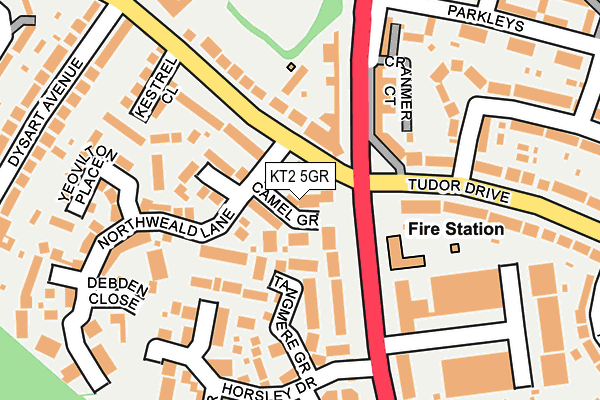 KT2 5GR map - OS OpenMap – Local (Ordnance Survey)