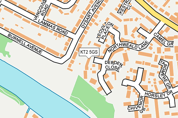 KT2 5GS map - OS OpenMap – Local (Ordnance Survey)