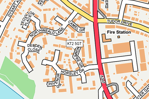 KT2 5GT map - OS OpenMap – Local (Ordnance Survey)