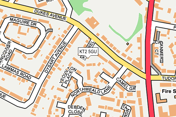 KT2 5GU map - OS OpenMap – Local (Ordnance Survey)