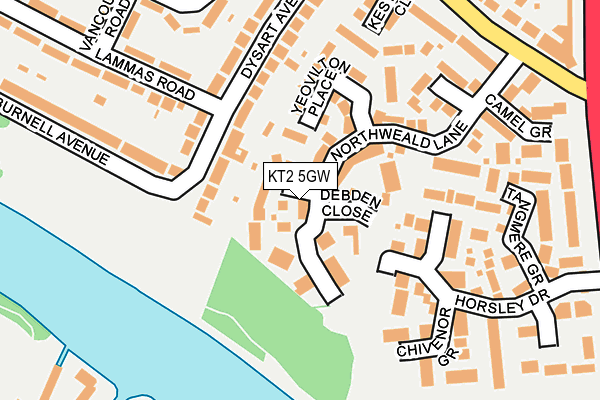 KT2 5GW map - OS OpenMap – Local (Ordnance Survey)