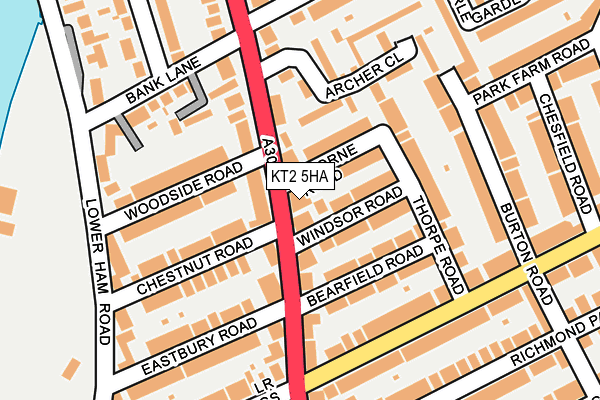 KT2 5HA map - OS OpenMap – Local (Ordnance Survey)