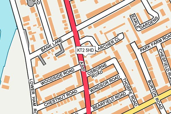 KT2 5HD map - OS OpenMap – Local (Ordnance Survey)
