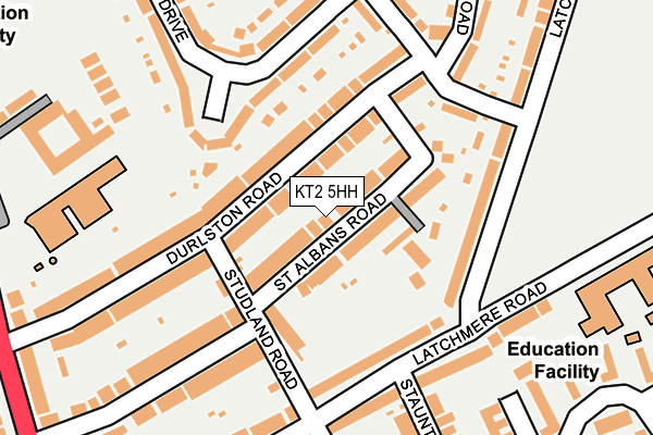 KT2 5HH map - OS OpenMap – Local (Ordnance Survey)