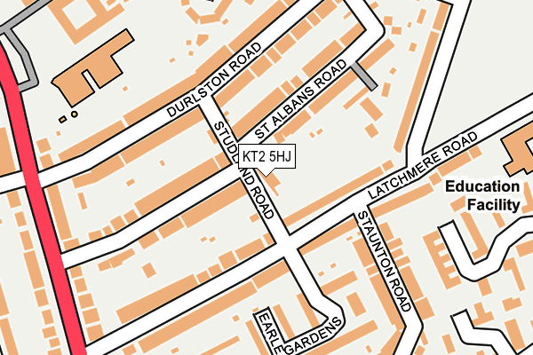 KT2 5HJ map - OS OpenMap – Local (Ordnance Survey)