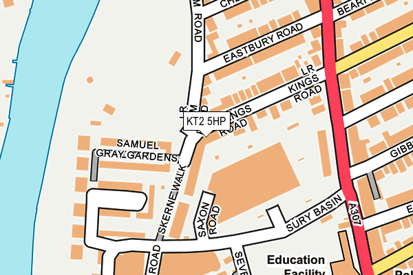 KT2 5HP map - OS OpenMap – Local (Ordnance Survey)