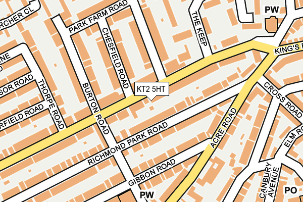 KT2 5HT map - OS OpenMap – Local (Ordnance Survey)