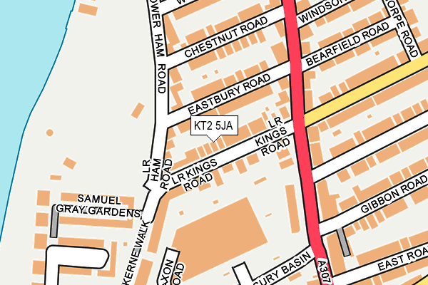 KT2 5JA map - OS OpenMap – Local (Ordnance Survey)