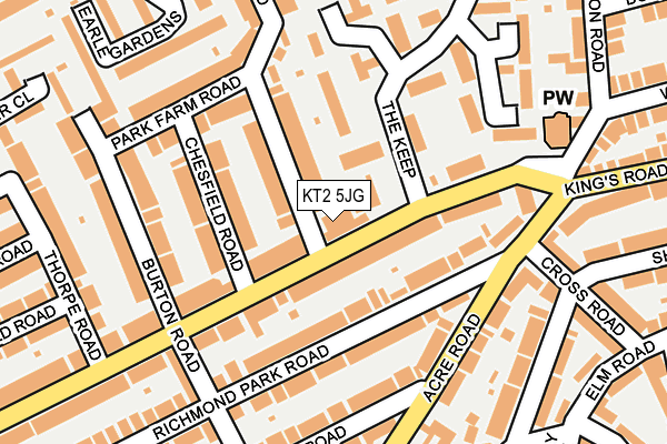 KT2 5JG map - OS OpenMap – Local (Ordnance Survey)