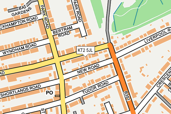 KT2 5JL map - OS OpenMap – Local (Ordnance Survey)