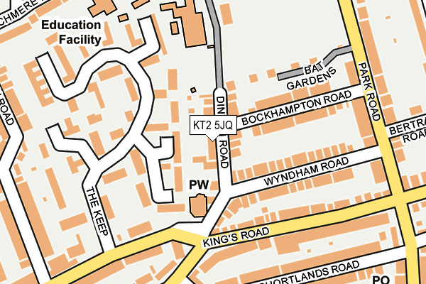KT2 5JQ map - OS OpenMap – Local (Ordnance Survey)